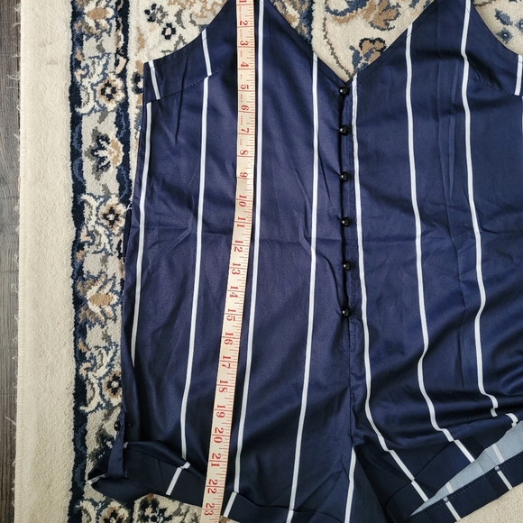 Zaful Navy Blue and White Romper Size 6 - Picture 8 of 11